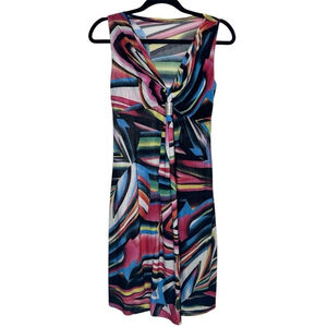 Vintage Colorful Abstract Sleeveless Midi Dress